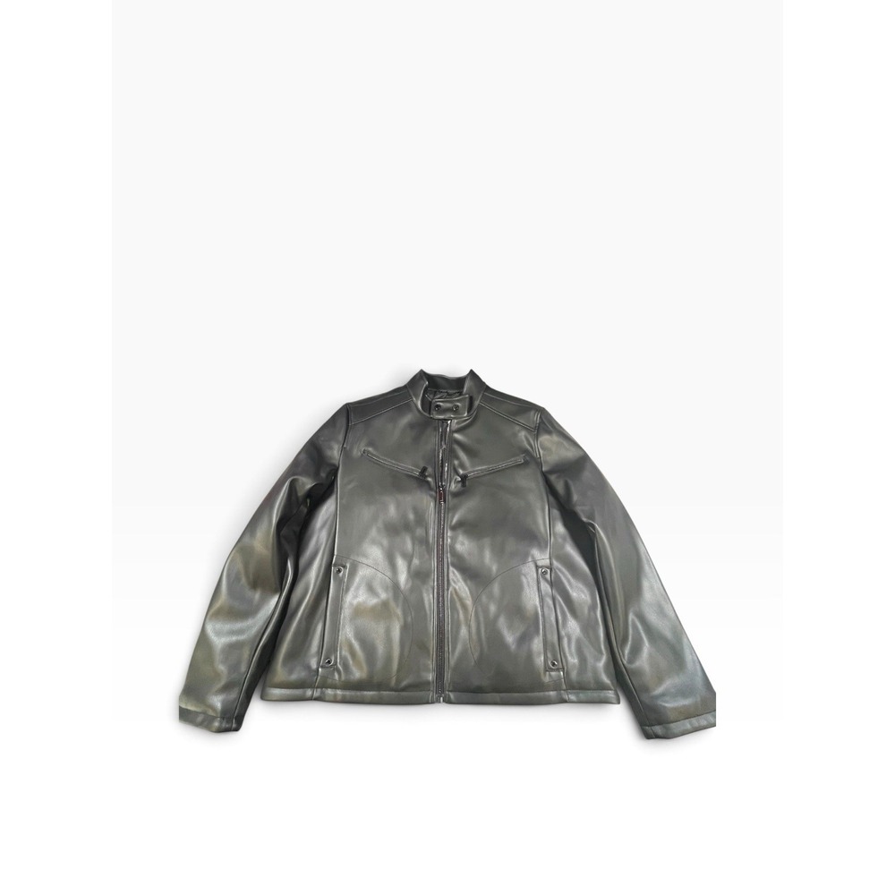 KARL LAGERFELD PARIS Men's Black Leather Zip Jacket MENS Large MSRP $225